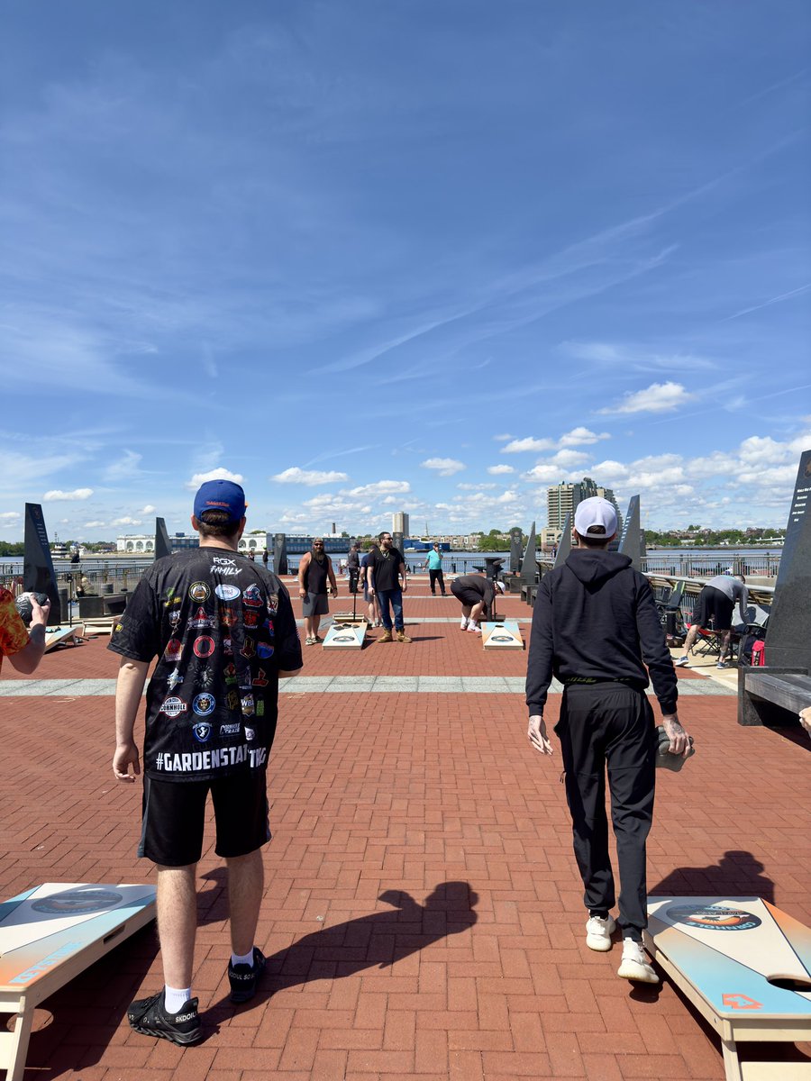 We have our Bags for the Battleship cornhole tournament today back on our pier in Camden! Thank you to Keystone Cornhole for a great event