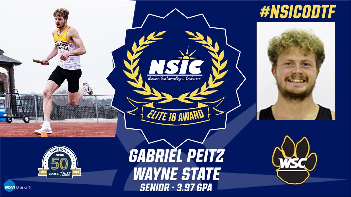 Congrats to Wayne State's Gabriel Peitz for earning the #NSICElite18 Award for #NSICODTF @wscwildcats @WSCXCTF #YourTimeToShine Full Release at: northernsun.org/news/2024/5/11…
