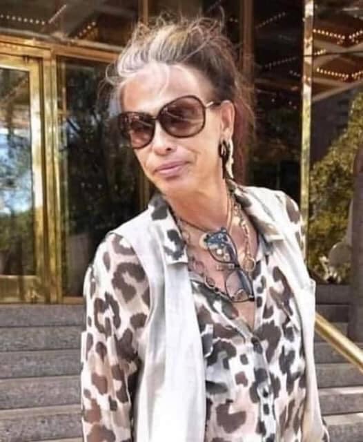 Steven Tyler looks more like a woman now than when he wrote 'Dude Looks Like a Lady'. Now the dude looks like an old lady.