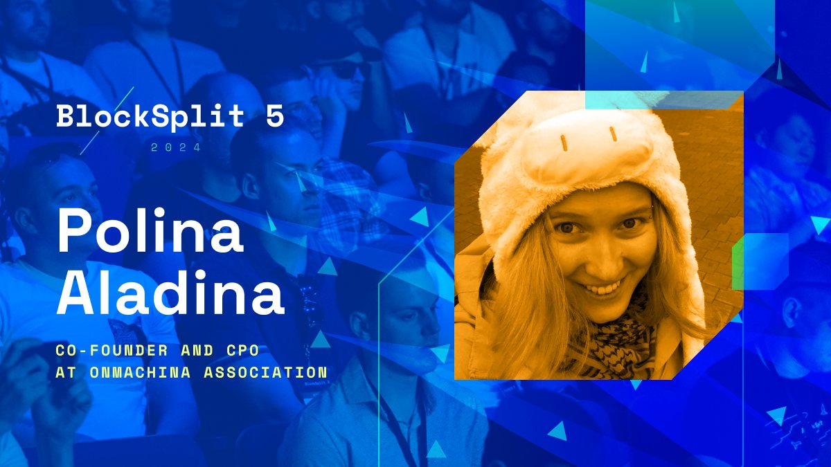 Join us in welcoming @Polycarpik, Co-founder and CPO at @OnMachina, to the BlockSplit lineup! 💫

Polina is a seasoned blockchain enthusiast and cryptologist, with a remarkable journey in the industry since 2015.

Don't miss out – join us at BlockSplit to hear from Polina and