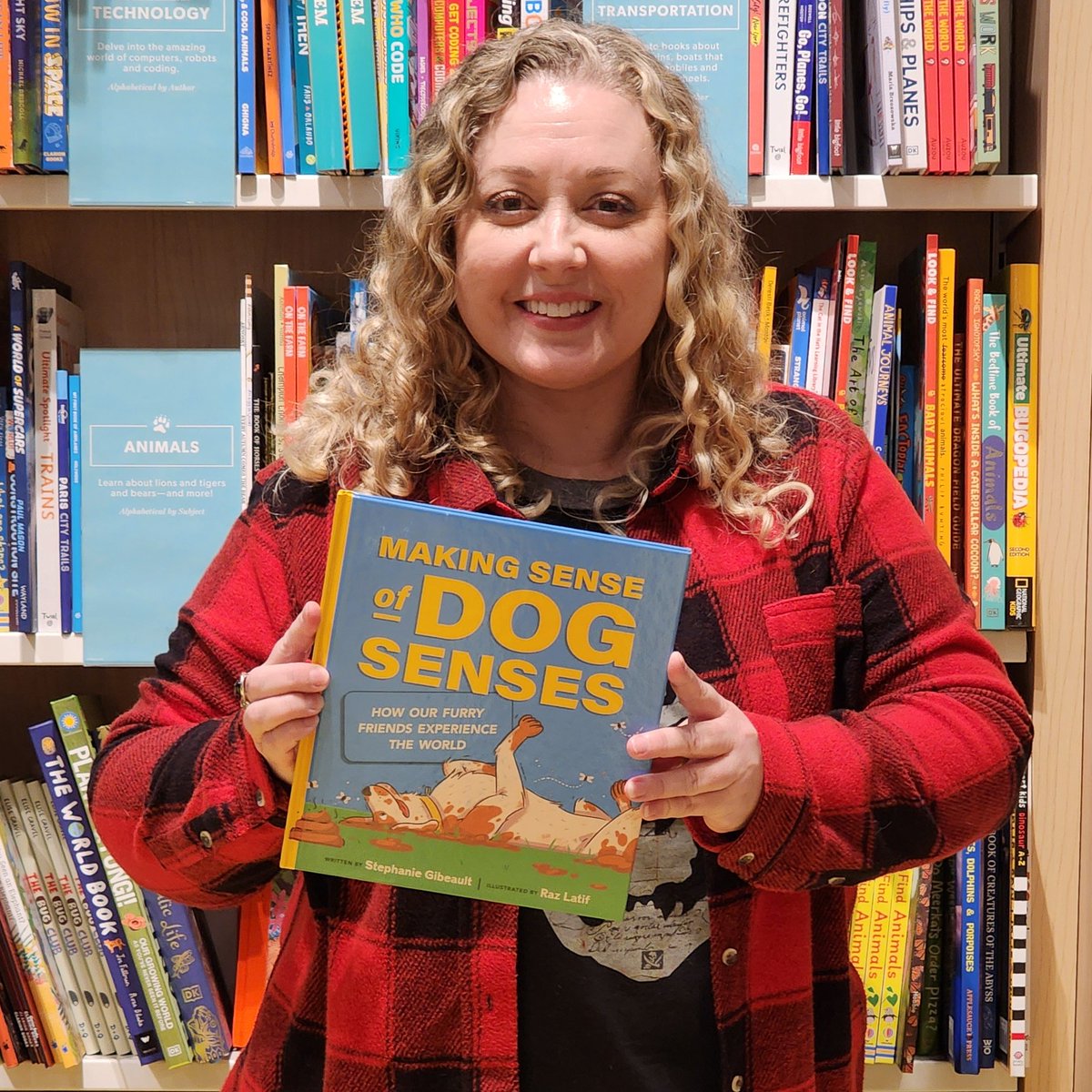 I found copies of my middle grade #nonfiction MAKING SENSE OF DOG SENSES (illustrated by @RazLatif, from @owlkids) at @indigobtown. 🐶🐕🐾 Rebecca the manager was super helpful. I did some shopping there too. I can't go to a bookstore and leave empty handed!📚