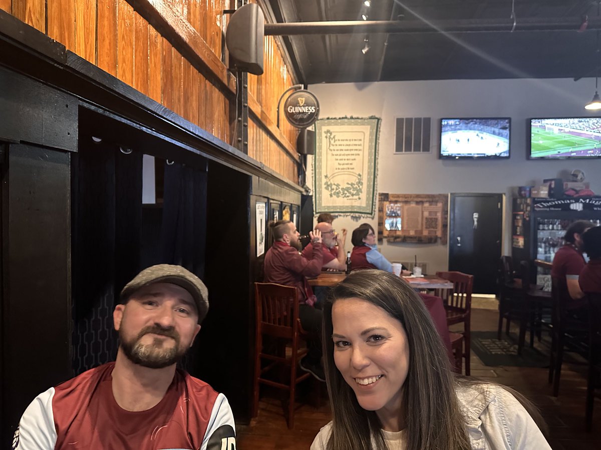 West Ham match ⁦<a href="/Thomas_Magees/">Thomas Magee's</a>⁩  Met some fellow ⁦<a href="/HammersDetroit/">Detroit Hammers</a>⁩ who were absolutely lovely and kind! #COYI  Great result for the lads!