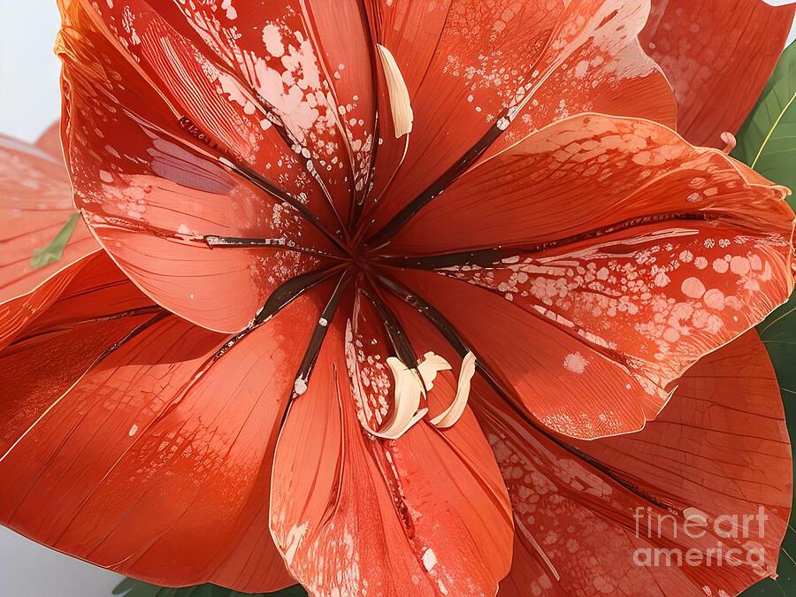 'Amaryllis Macro'
fineartamerica.com/featured/amary… 

#flower #stilllife #red #petals #closeup #vibrant #radial #pattern #green  #foliage #amaryllis  #Macro #digitalart #buyintoart