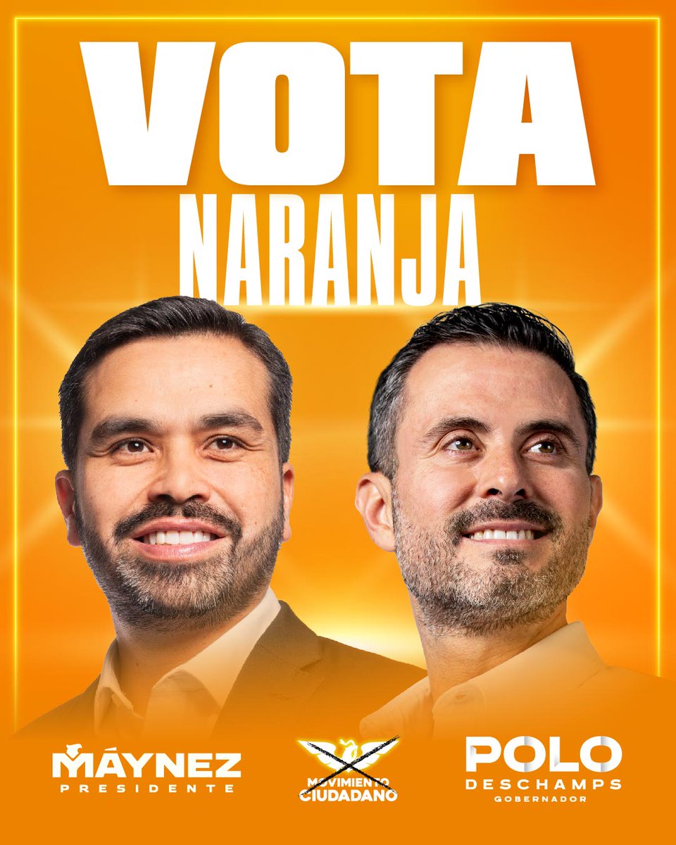 ¡Este 2 de junio vota Naranja! 🍊 Vota por un nuevo Veracruz y un mejor país 🇲🇽. Vota @MovCiudadanoMX.