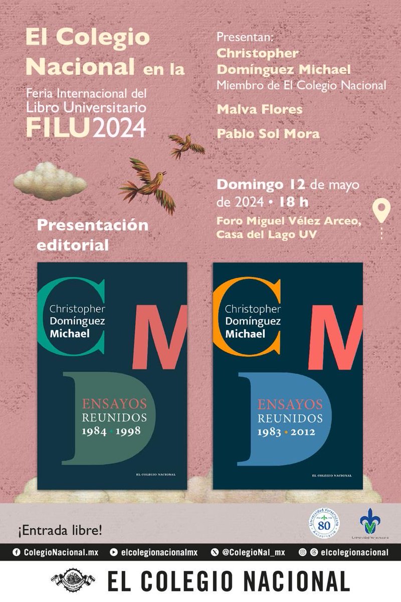 Queridos amigos en Xalapa: Esto es mañana a las 18 hrs. Ojalá que puedan acompañarnos a la presentación de los libros de Christopher Domínguez Michael.