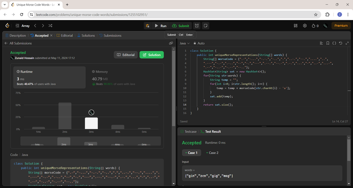 🚀Day 18 of #100DaysOfCode 

DSA ✅

804. Unique Morse Code Words
2656. Maximum Sum With Exactly K Elements 

Excited about the learning journey ahead! 💻📷 📈
#LearnInPublic #CareerDevelopment #SoftwareDevelopment #LearnByDoing #Connect