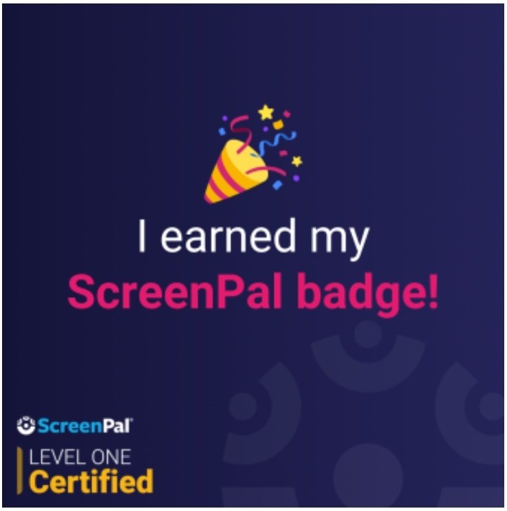 I’m #ScreenPal Level One Certified! Get certified too: screenpal.com/certification-… via @screenpalapp

#edtech #miee #يوميات_معلم_مغربي