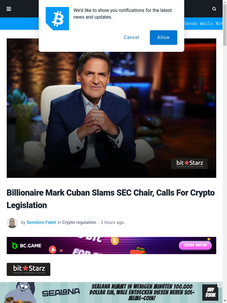 BREAKING NEWS :  Mark Cuban criticizes SEC chair, calls for crypto legislation, impacting industry regulations. cryptoeco.net/tw/83d1.html  #MarkCuban #SEC #CryptoLegislation