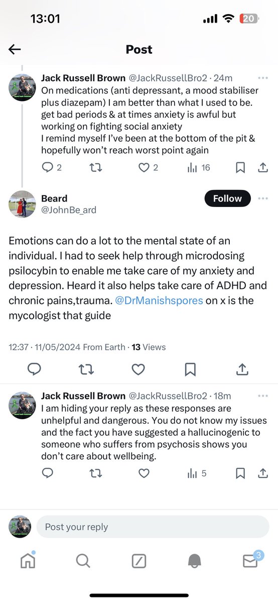 On Mental Health posts Mummy do, people advise microdosing This DANGEROUS! Please NEVER do without consulting a medical professional Mummy has psychosis & it would be really bad for her Her tried CBD which helps many and it not to be taken with lamotrigine, see her post below