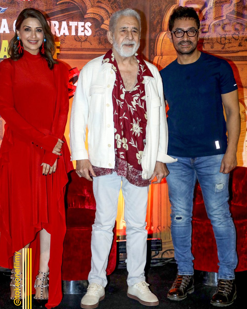 #AamirKhan, #NaseeruddinShah and #SonaliBendre during the special screening of #Sarfarosh 🎬 on their 25th anniversary ✨ in Mumbai 📍