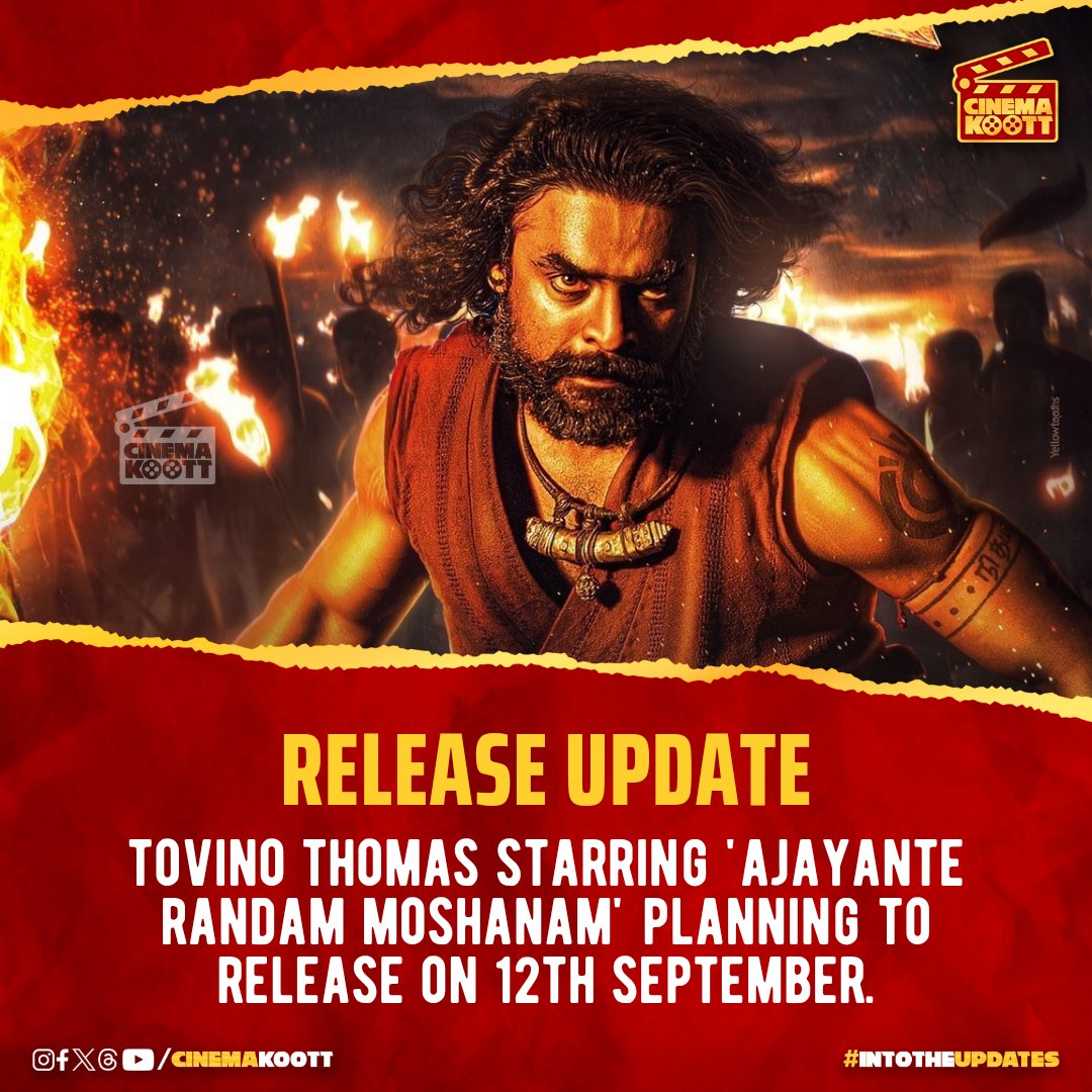 Release Update 

#AjayanteRandamMoshanam #TovinoThomas #JithinLal #KrithiShetty #AishwaryaRajesh #SurabhiLakshmi

_
#intotheupdates #cinemakoott