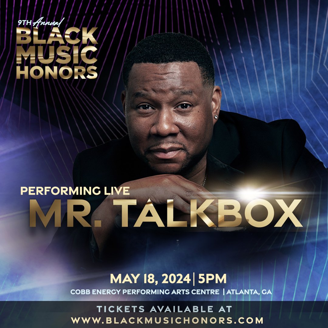 BlackMusicHonor's tweet image. Join us for @BlackMusicHonor! Don&apos;t miss the inspiring @mrtalkbox live!
Get your tickets now &amp;amp; be part of this historic event! Great seats available, so grab yours before they&apos;re gone. See you there! #BlackMusicHonors #MrTalkbox #AtlantaMusic #LivePerformance