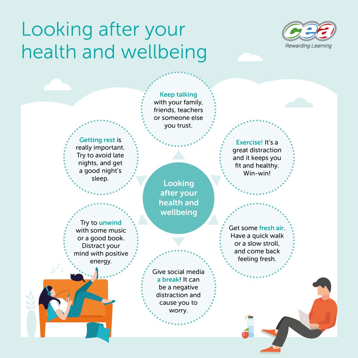 As you prepare for your exams, looking after your health and wellbeing is so important. There are many ways to do this and remember, everyone is different. Here are some ideas to get you started. #Exams24