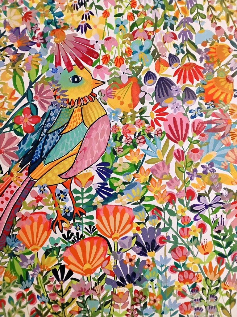 Flown The Coop #gansaitambi #watercolors #watercolour #flowers #birds #floraandfauna #flowers #painting #colorful #nature #folkart #onpaper #makeart #blooming