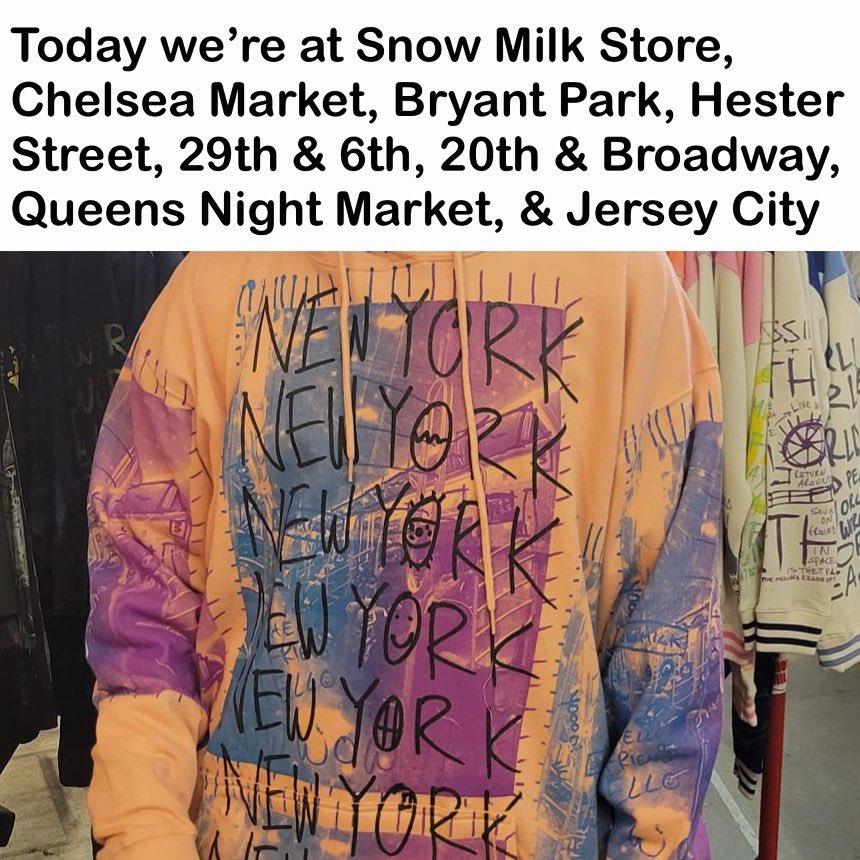 Today we’re at Snow Milk Store Powered by @thecanvasnyc @westfieldworldtradecenter , Chelsea Market @chelseamarketny @artistsandfleas , Bryant Park @urbanspacenyc , Hester Street @hesterstreetfair , 29th & 6th @clearviewfestival , 20th & Broadway , Queens Night Market @, & Jersey