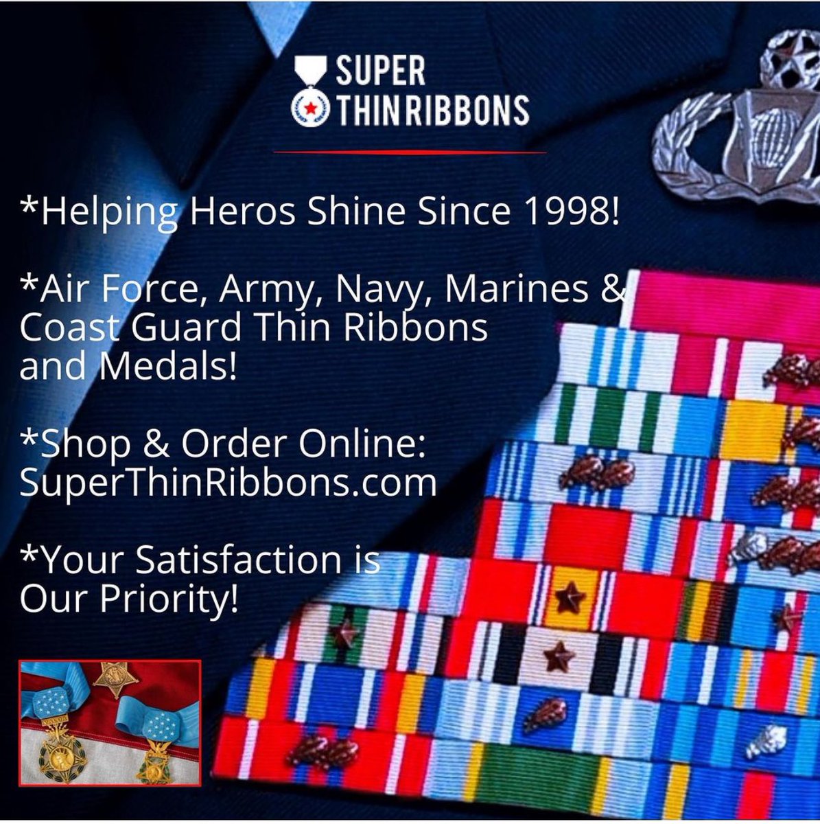 It’s that time of year…..PCSing, Change of Command, NCO Academy or school, official photo?????  Super Thin Ribbons is here to help!  #USAF #Navy #USCGrad #uscg #army #seabees #USMC #usmarines #ussf