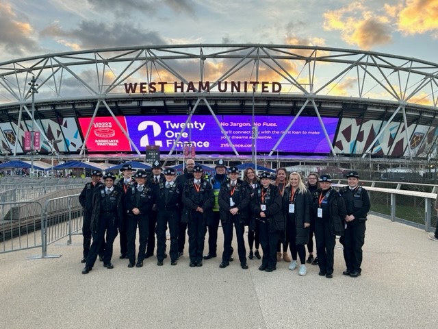 Since December, A North East BCU dedicated team have been patrolling & engaging with fans attending #LondonStadium to raise awareness of what we're doing to tackle violence against women + girls alongside giving important advice and support where we can. #MyLocalMet #VAWG #Newham