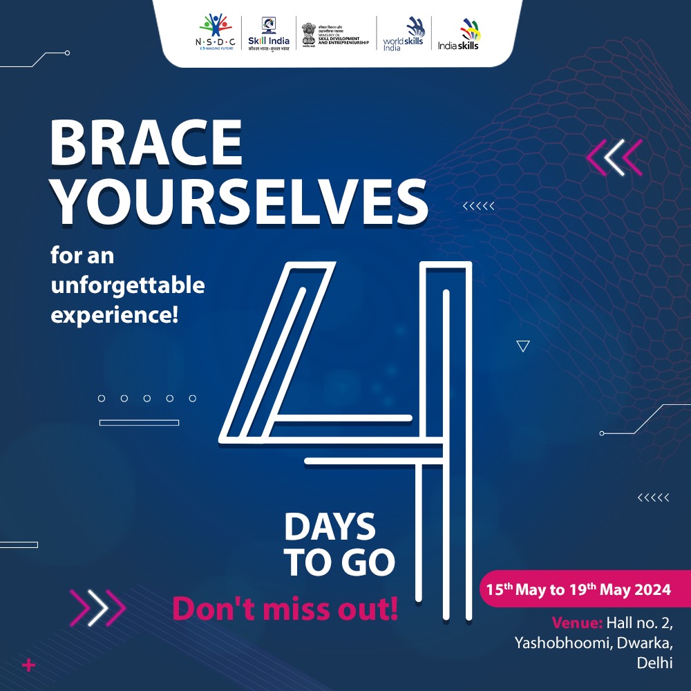 Get ready for extraordinary moments because something truly special is heading your way, and it's just 4 days from now! From May 15th to May 19th, we're turning Hall No. 2, Yashobhoomi, Dwarka into a hub of excitement, creativity, and fun. See you soon, ! #SkillSeJeetengeDuniya