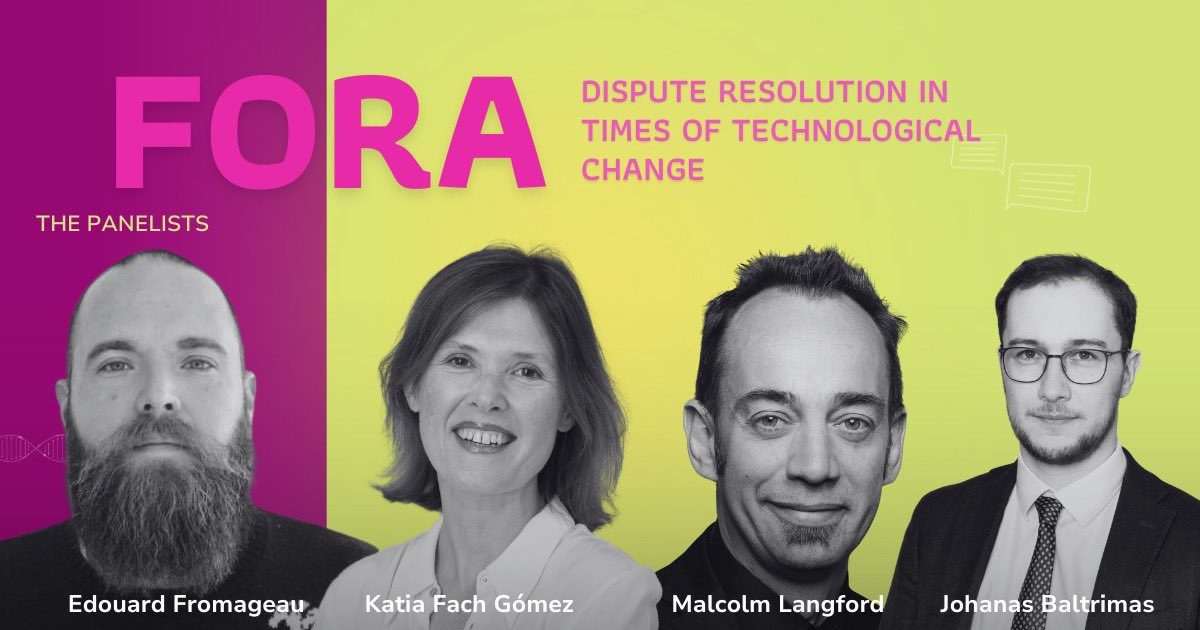 Its time to introduce the third fora of #2024ESILVilnius – „Dispute Resolution in Times of Technological Change“.
 
Can dispute resolution be automated?
 
Prepare for an engaging discussion with🎙️ Edouard Fromageau, Malcolm Langford, Katia Fach Gómez and Johanas Baltrimas.