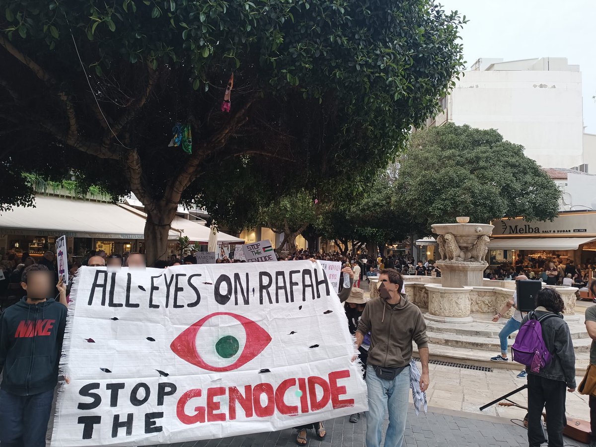 #Ηράκλειο: Ενημέρωση απο την πορεία ενάντια στην χερσαία βίαιη εισβολή στην #Ράφα 8/5/24.100αδες άνθρωποι ανταποκρίθηκαν στο κάλεσμα της Συνέλευσης  Αλληλεγγύης και διαδήλωσαν στο κέντρο της πόλης...#antireport #FreePalestine #endgenocide #ceasefirenow candiaalternativa.info/?p=44430