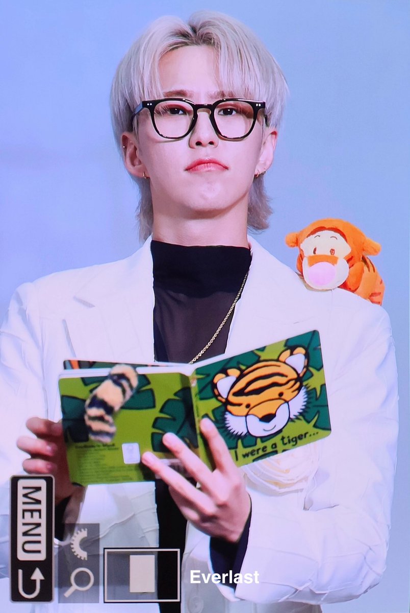 hoshi reading the book 'if i were a tiger' while there's a tigger plushie on his shoulder this is the cutest thing ever 😭😭😭😭😭