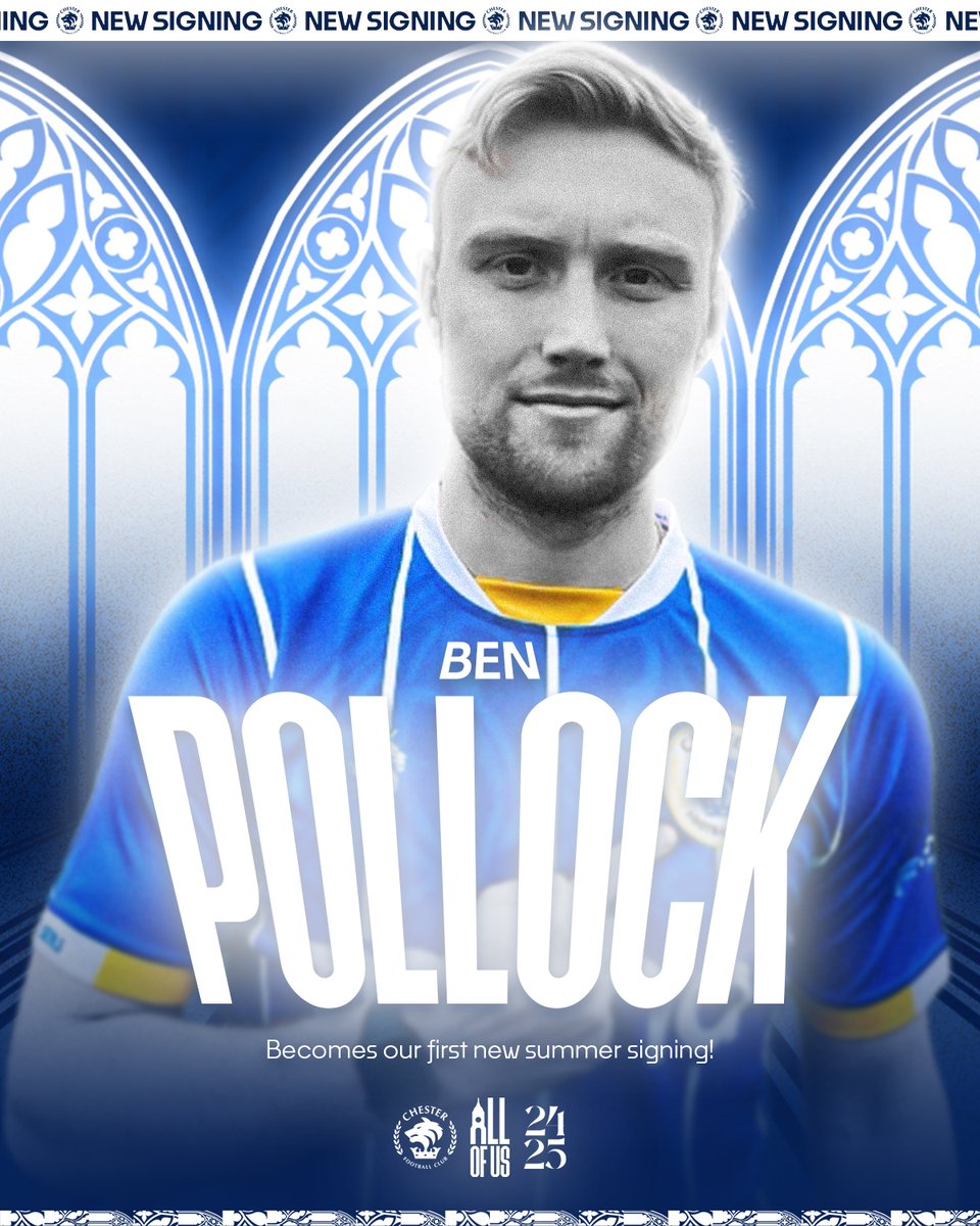 🖊️ Defender Ben Pollock has become our first summer signing, joining the club on a one-year deal from Spennymoor Town. Welcome to #ChesterFC, @Ben_Pollockk! 🙌 #AllOfUs | #UTS