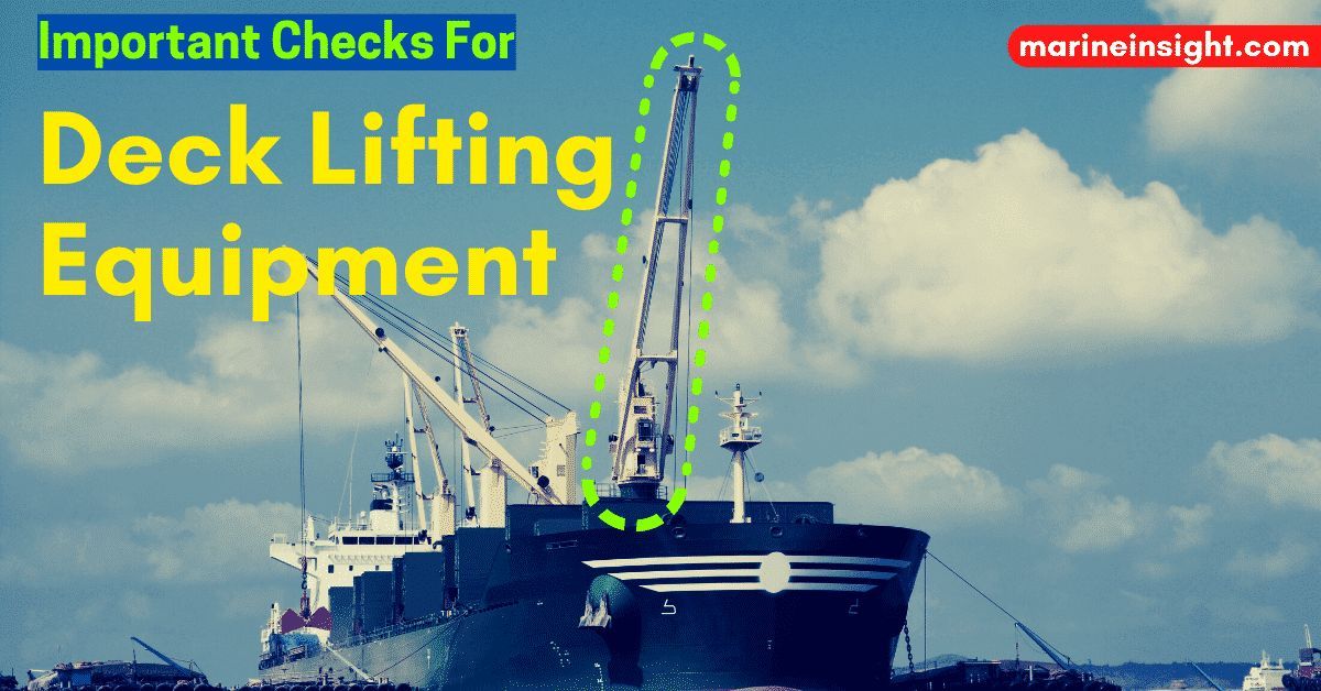 Here are 12 important checks to be made while operating deck lifting equipment. Check out this article 👉 marineinsight.com/marine-safety/… #DeckLifting #Shipping #Maritime #MarineInsight #Merchantnavy #Merchantmarine #MerchantnavyShips