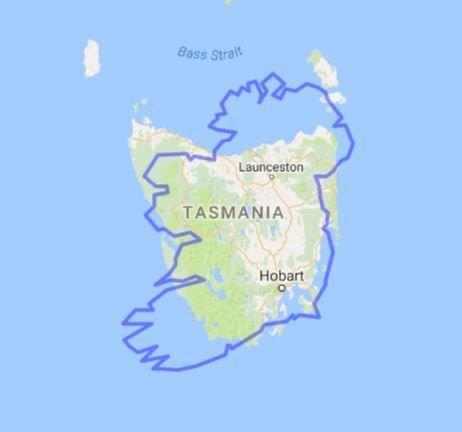 Pointless geography fact: the #UK and #Australia both have a small island close to their shores. #Map shows #Ireland and #Tasmania are of similar size.