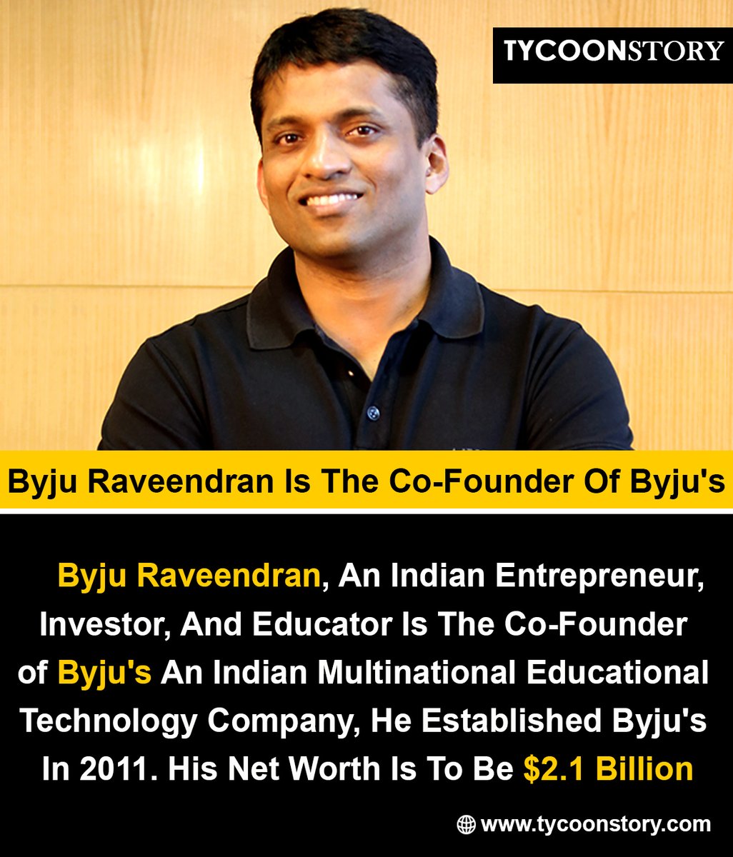 Byju Raveendran Is The Co-Founder Of Byju's #ByjuRaveendran #Byjus #EdTech #LearningRevolution #Education #StartupFounder #InnovativeLearning #TechInEducation #Entrepreneur #DigitalLearning #EducationTechnology tycoonstory.com