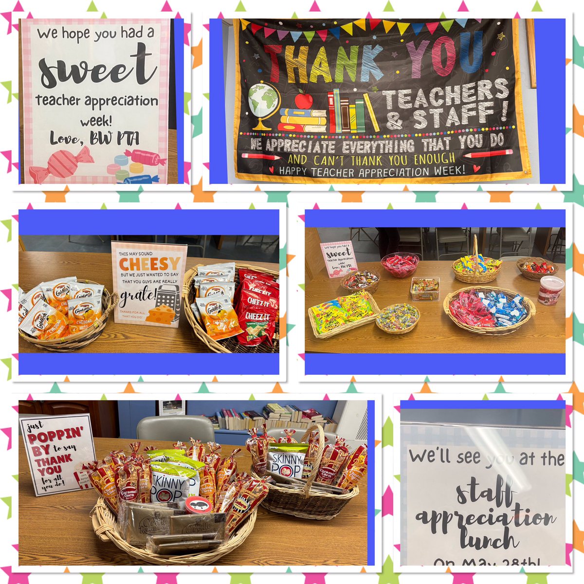 Thank you to @BarnumWoods PTA for the daily surprises during Teacher Appreciation Week! Everyone loved the beautiful sign and all of the sweet and salty treats for our amazing faculty and staff! We are looking forward to the delicious luncheon! Thank you again! @emeadowschools