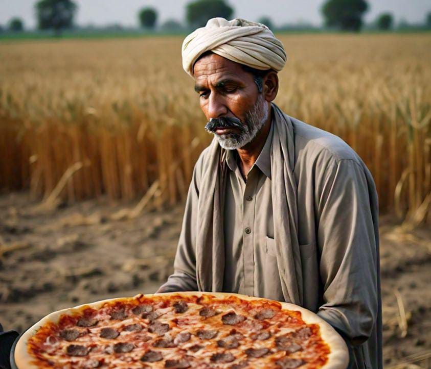 بڑا پیزہ تین ہزار روپے جبکہ گندم پچیس سو روپے فی من ۔ #PTI_Folllowers
