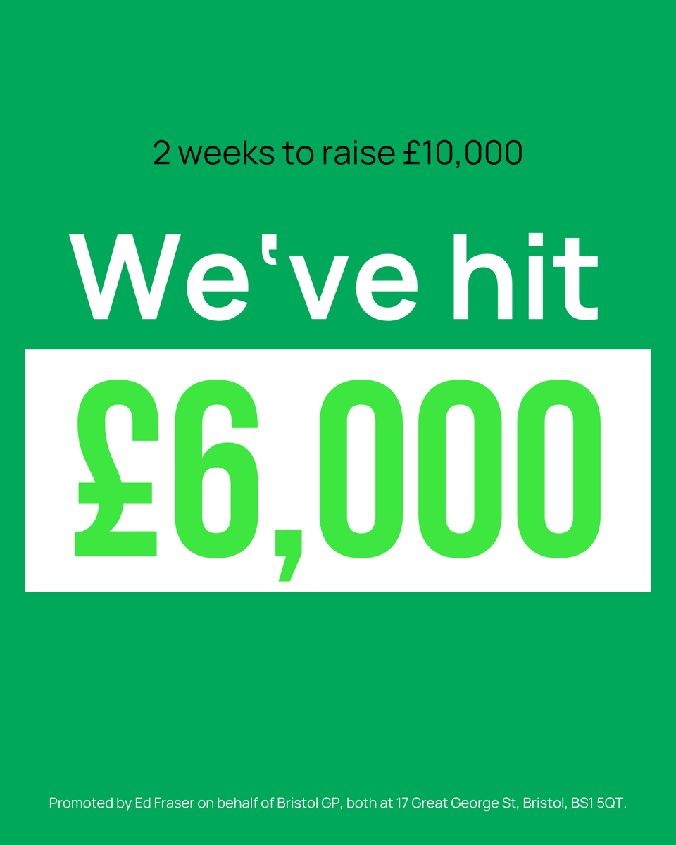🥳 We've hit £6k! ✊ You are smashing it - thank you. 📈 Let's keep it going! crowdfunder.co.uk/p/turn-bristol…