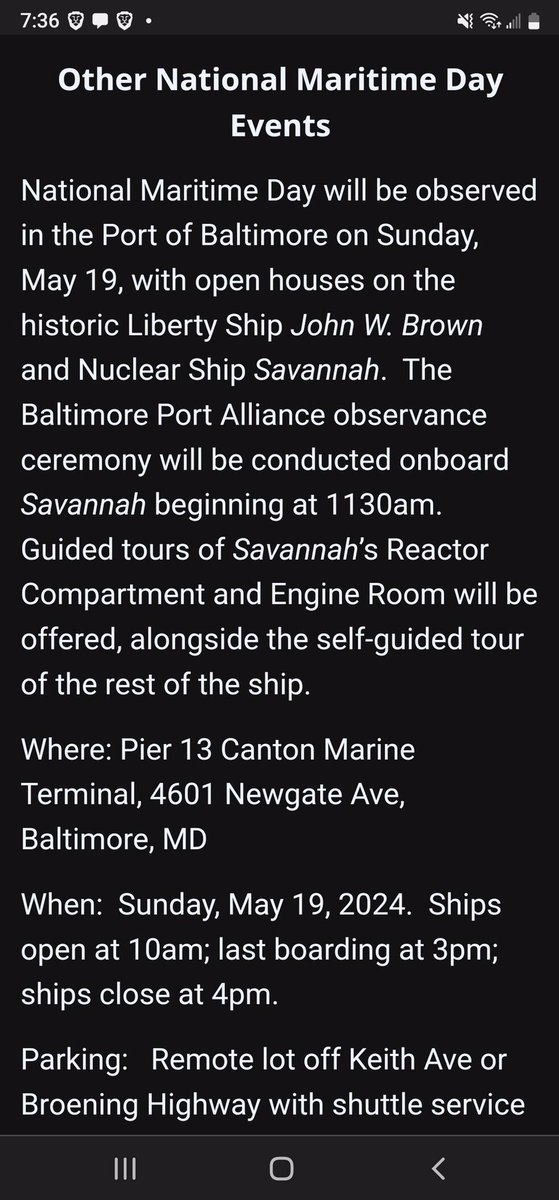 nukeenginehead's tweet image. May 19 National Maritime Day Celebration 

The Nuclear Ship Savannah K3SAV (operating as K3S) and the Liberty Ship John W Brown K8JWC will be QRV. The Savannah will be active on several HF bands on SSB and CW. The Savannah has a whizzer cool QSL Card designed by K3LU. GL and 73.