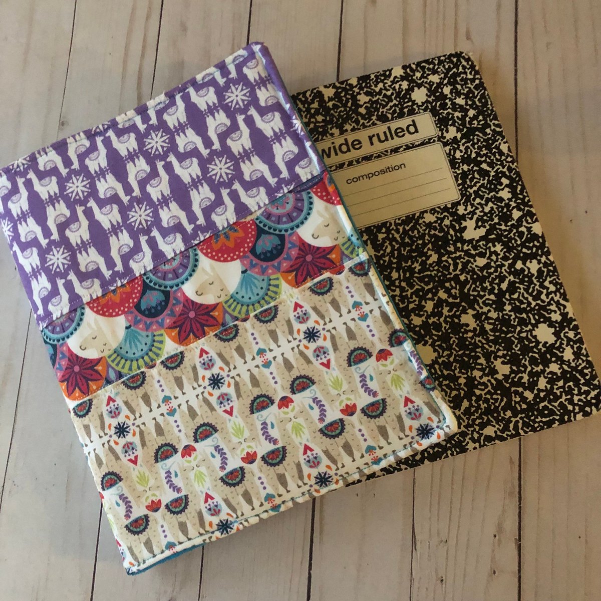 Llama Patchwork Notebook Cover tuppu.net/5e8a4964 #craftshout #craftbizparty #PurpleNotebook