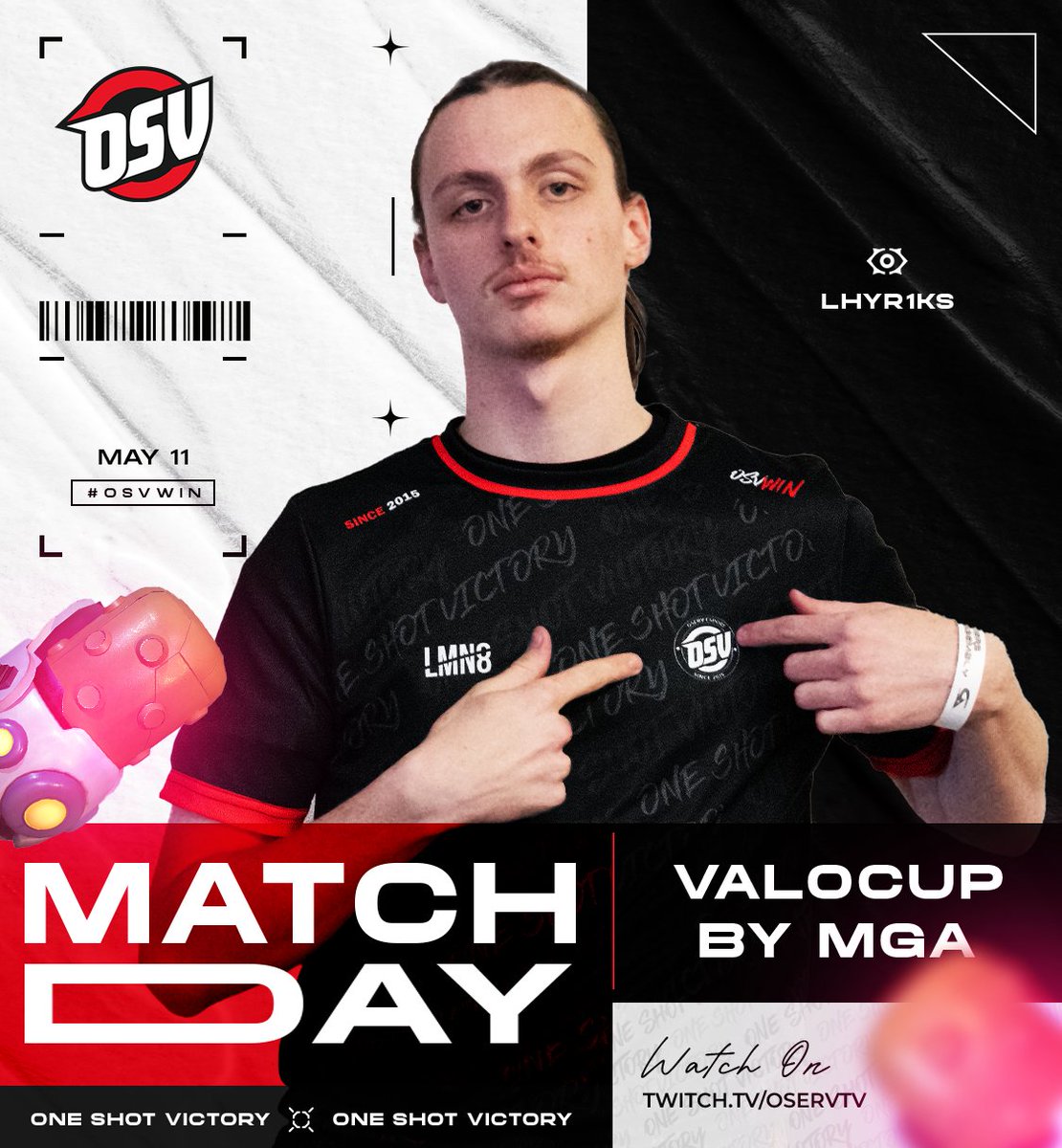 JOUR DE TOURNOI 🙌 

Notre Roster mené par <a href="/samofeuVLR/">Samofeu</a> participe à la #VALOCUP by @Mga_Esport 🔥

On commence par 3 matchs de poules pour se positionner dans le Bracket !
À la clé, une qualif' pour la LAN en Juin ! On connait l'objectif. 👊

⏰ Dès 16h
📺 Twitch : OservTV
#OSVWIN