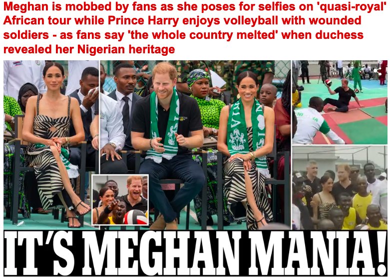 Reality hitting them on real time. She is shining and glowing and I'm loving my Sussex Squad. #HarryandMeghaninNigeria