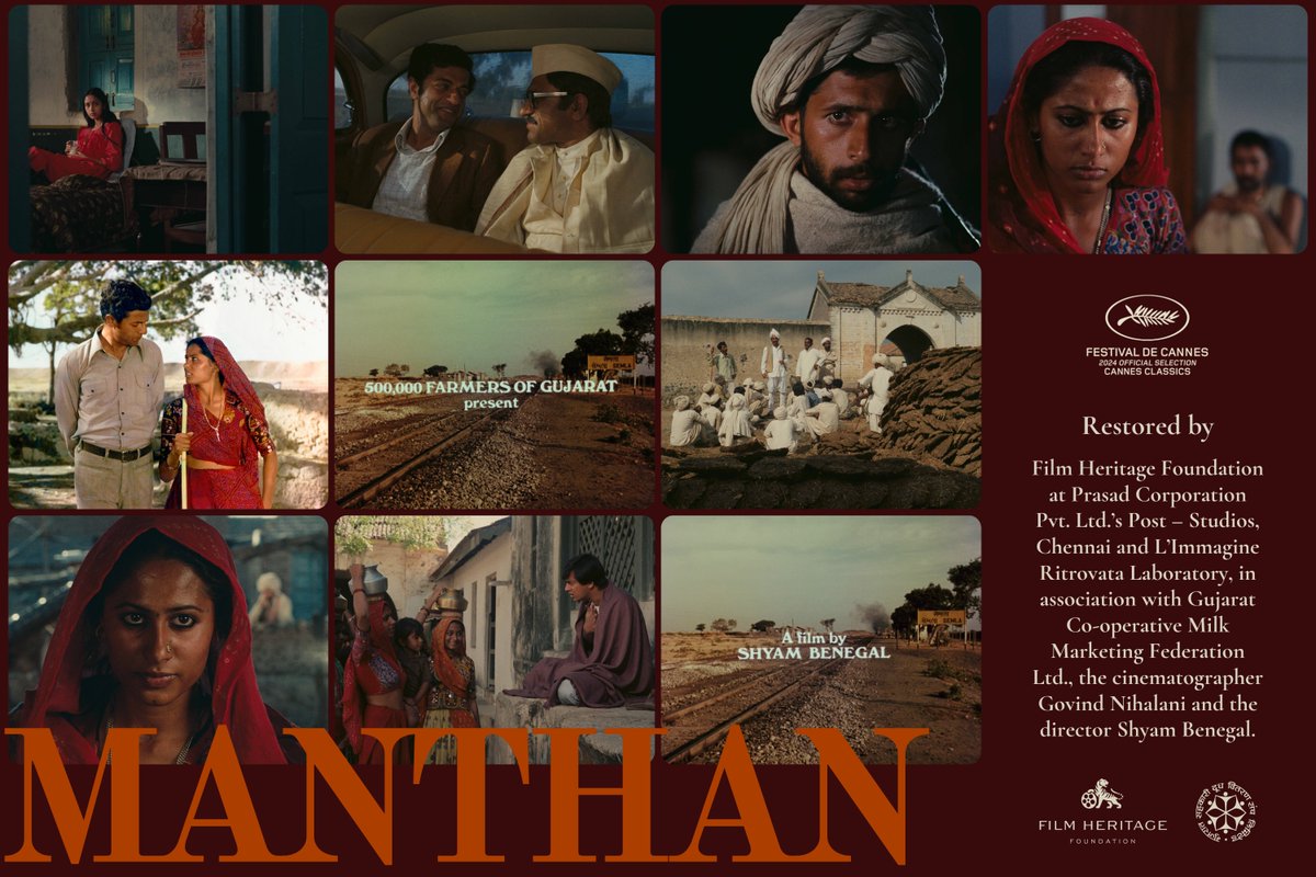 FHF's newly restored Shyam Benegal film 'Manthan' (1976) will be having its world premier at the Festival de Cannes on Friday, May 17, 2024 at 08:45 pm CEST at the Sally Bunuel. Don't miss the opportunity to watch this masterpiece on the big screen!