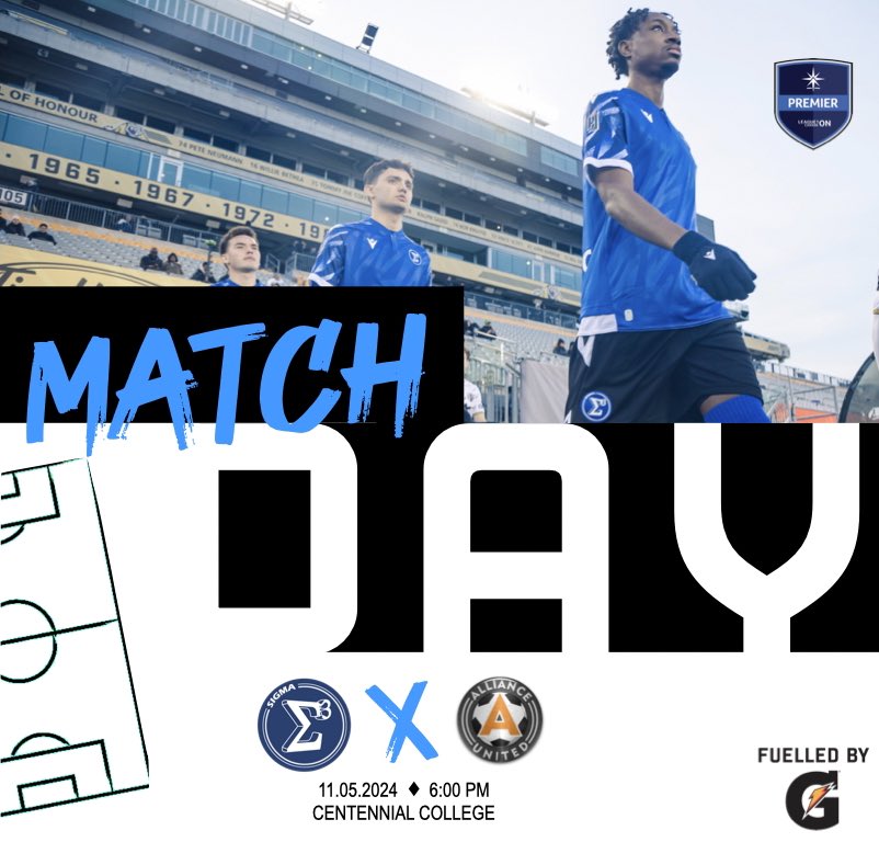 MATCHDAY 

📅: Today May 11, 2024
🕛: 6:00pm
🆚: Alliance United
🏟️: Centennial College

#FuelledByG @Gatorade #ForTheFuture