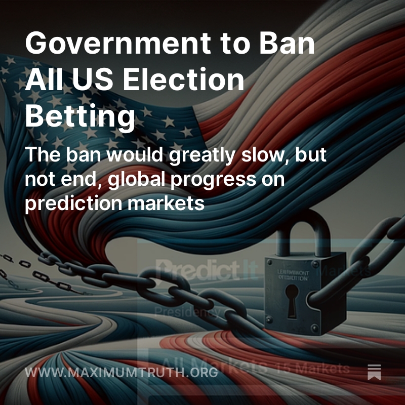 Yesterday, regulators announced they'll BAN all US election betting. Why? And will it actually happen? I report (link below):