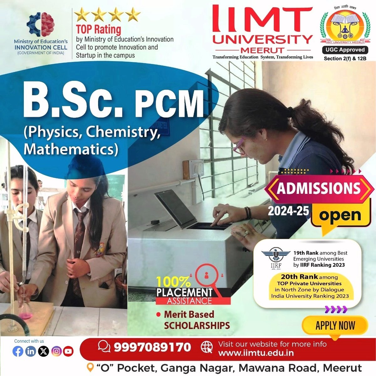 Admissions Open in B. Sc -PCM for the session 2024-25

#AdmissionsOpen2024 #BScAdmissions #Admissions2024
#physics #chemistry #mathematics #students

#IIMTU #TransformingEducationSystem #TransformingLives

🌐iimtu.edu.in  📱+91-9045954124

#AdmissionsOpen2024
