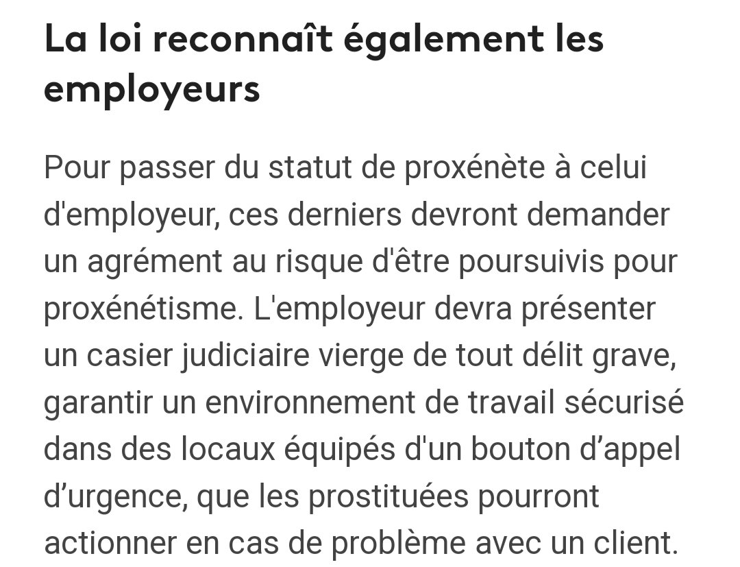 'Pour passer du statut de proxénète à celui d'employeur, ces derniers devront demander un agrément' Le proxénétisme vient d'être légalisé en Belgique (sous conditions, attention : c'est pas le far west ici, on viole proprement☝️😌).