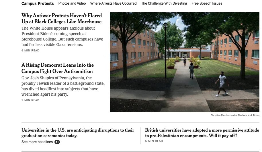 The top six stories on the NYT front page are about Israel or anti-semitism. Laziness is fun!