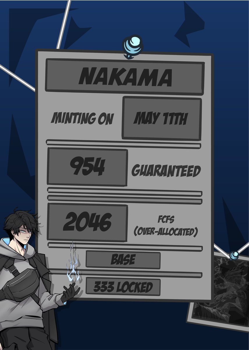 Less than 4 hours till the Nakama mint begins!

Phase 1 Begins- 12 PM EST / 4 PM UTC
Phase 2 Begins- 3 PM EST / 7 PM UTC

Our Mint Party will begin 1 hour before mint, we'll be holding Nakama airdrop giveaways and more!