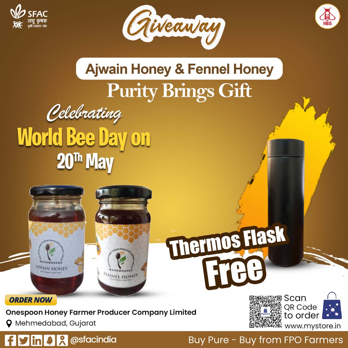 Giveaway on World Bee Day
Valid for first 5 orders
Bee 🐝youthful, bee🐝 strong & WIN gift🎁. Enjoy the bliss of purity with natural honey.

Buy straight from FPO bee farmers at👇

mystore.in/en/product/ses…

🍯

#VocalForLocal #HealthyChoices #HealthyEating #honey #healthylifestyle