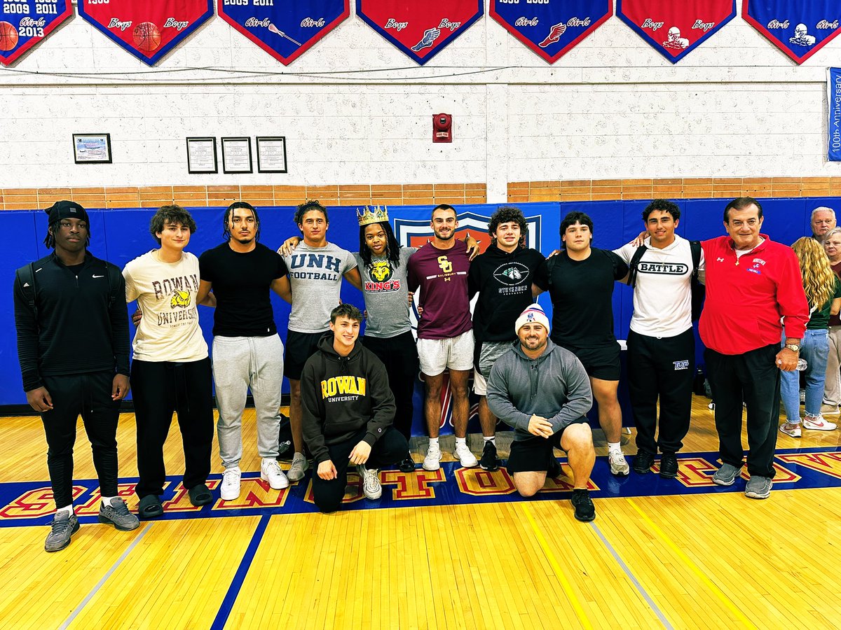 Minutemen Football (@wthsminutemen) on Twitter photo TWP Football couldn’t be more proud of the 2024 grads heading off to play college football next fall! 🔴⚪️🔵
Logan Perez - <a href="/UNH_Football/">New Hampshire Football</a>
Jared Dzierzgowski- <a href="/SeaGullFootball/">Salisbury University Football</a>
Josh Franchi - <a href="/Rowan_Football/">Rowan Football</a>
Giuliano Scavetta - <a href="/SUMustangFB/">Stevenson Football</a>
Quentin Singleton - <a href="/KingsCollegeFB/">King's Football 🏈</a> TWP Football couldn’t be more proud of the 2024 grads heading off to play college football next fall! 🔴⚪️🔵
Logan Perez - <a href="/UNH_Football/">New Hampshire Football</a>
Jared Dzierzgowski- <a href="/SeaGullFootball/">Salisbury University Football</a>
Josh Franchi - <a href="/Rowan_Football/">Rowan Football</a>
Giuliano Scavetta - <a href="/SUMustangFB/">Stevenson Football</a>
Quentin Singleton - <a href="/KingsCollegeFB/">King's Football 🏈</a>