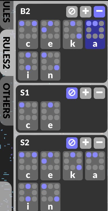 ichimonji_haji's tweet image. #javascript
で #セルオートマトン  #CellularAutomaton
等方性非総和型(Isotropic Non-totalistic)CAを実装しました（ムーア近傍限定）。R2ノイマン近傍の等方性対応とRLE対応はまだ…。ルールプリセットにJust Friendsとか計200ほど追加しました。

codepen.io/ichimonzi/pen/…