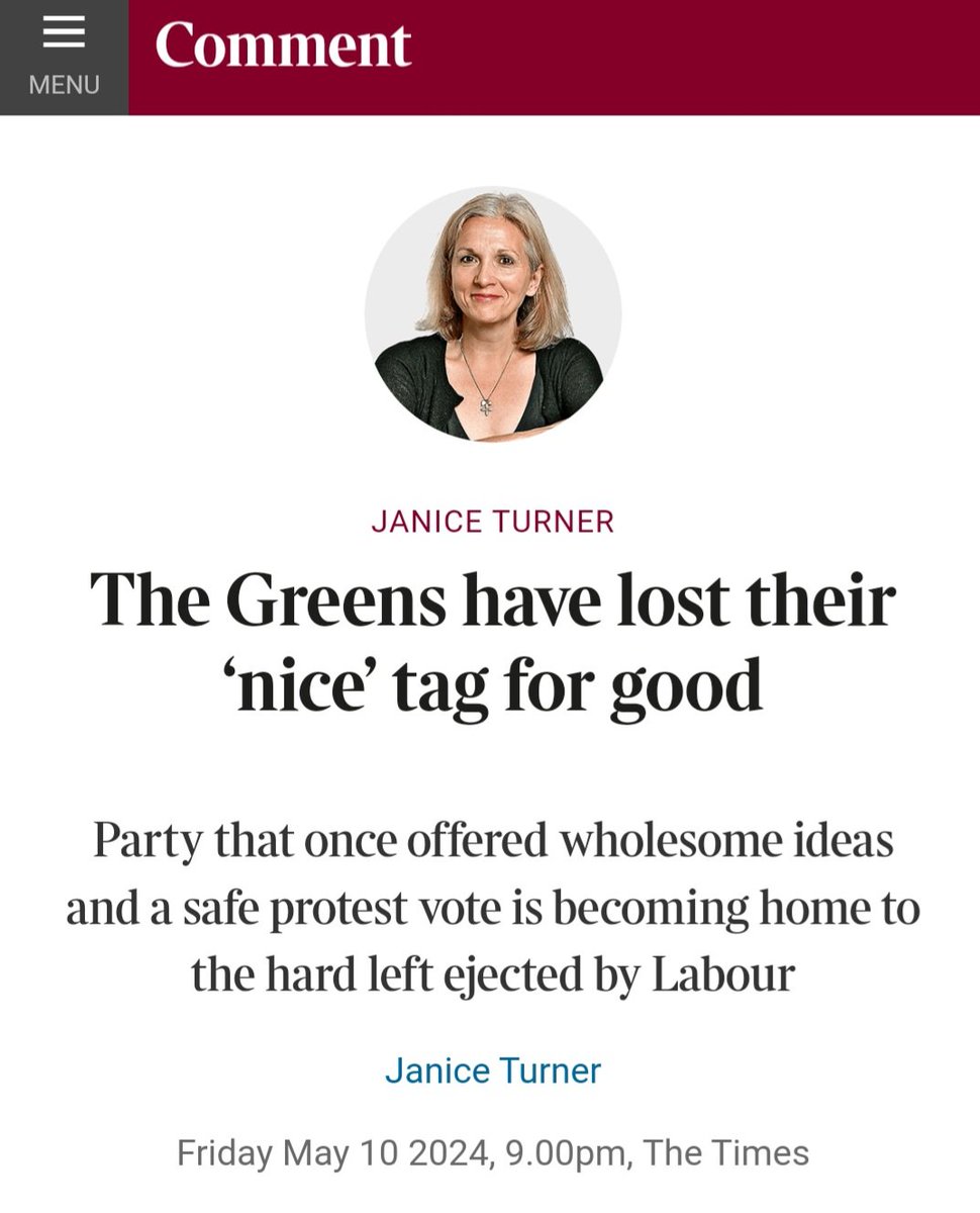Translation: the Left is 'nice' when it's not a threat. Now that the Greens are winning elections and challenging Murdoch-favoured Starmer, expect to see the smears escalate.