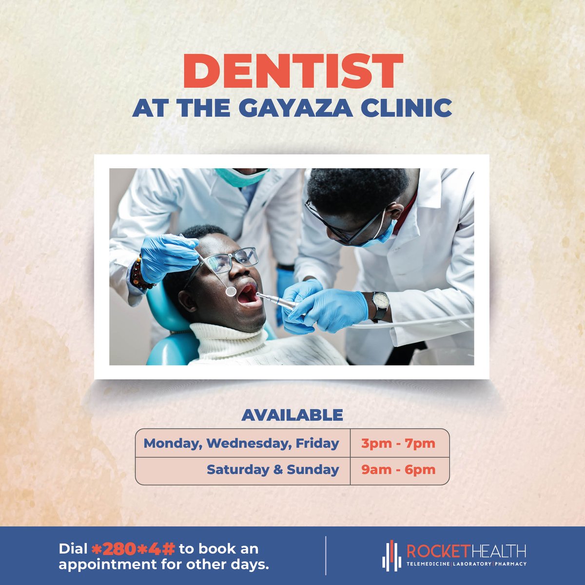 Upgrade your smile with our dental and oral care services. Visit the @RocketHealthUG Gayaza Clinic, along Gayaza - Kalagi Road.