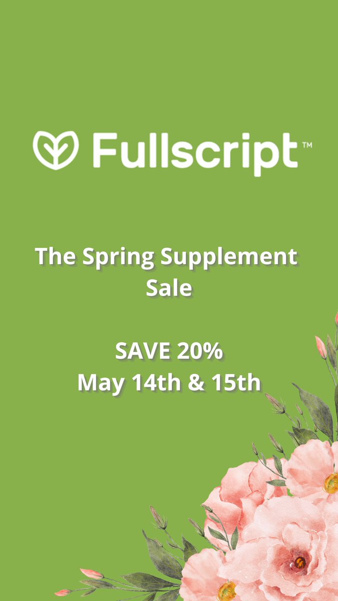 🌸20% OFF Spring Supplement Sale🌸    
Runs 5/15- 5/14 in the Fullscript Online Dispensary. Open to all! Always chat with your Doc about your supplement choices!
👉 Biolink for access👈
#lyme #moldillness #MCAS #MCS
