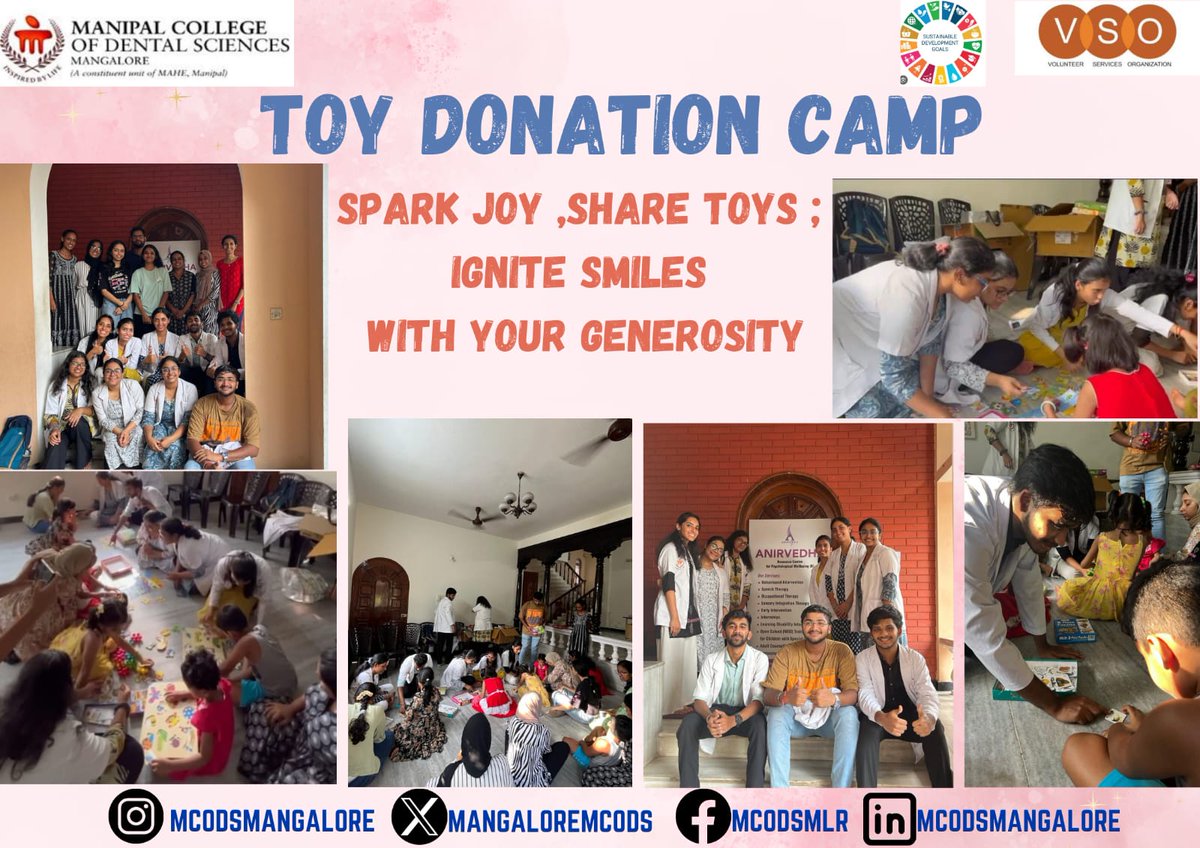 Bring joy to little hearts! Join our toy donation drive and make a big difference in the lives of small children. 
#mahemanipal #mcodsmlr #mahe_manipal #mcodsmangalore